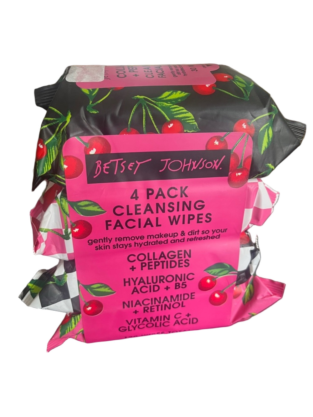 Betsey Johnson 4-Pack Collagen Facial Wipes